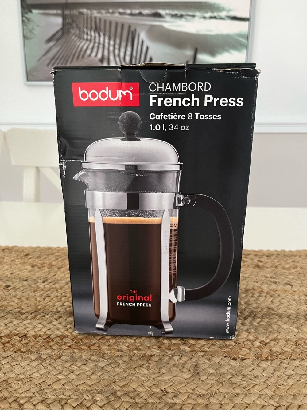 NIB - Bodum Chambord 34 oz. 8 Cup French Press Coffee Maker - Stainless Steel